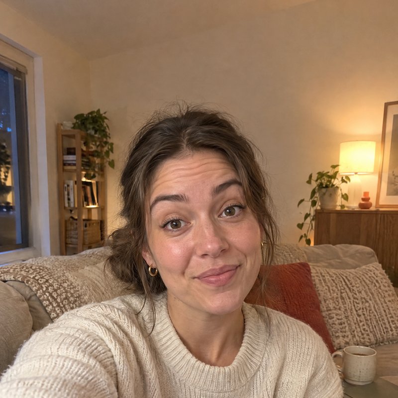 Creator on a couch looking at phone